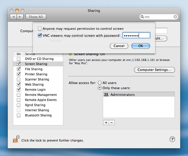 change password for file sharing mac